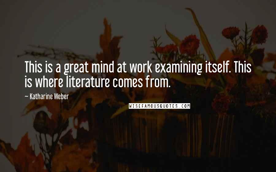 Katharine Weber Quotes: This is a great mind at work examining itself. This is where literature comes from.