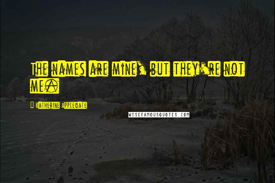 Katherine Applegate Quotes: The names are mine, but they're not me.