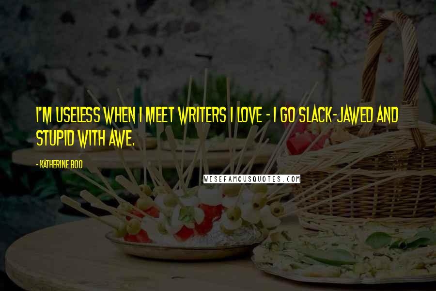 Katherine Boo Quotes: I'm useless when I meet writers I love - I go slack-jawed and stupid with awe.