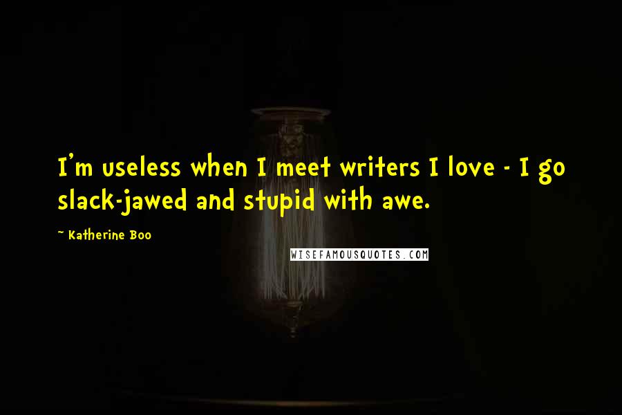 Katherine Boo Quotes: I'm useless when I meet writers I love - I go slack-jawed and stupid with awe.
