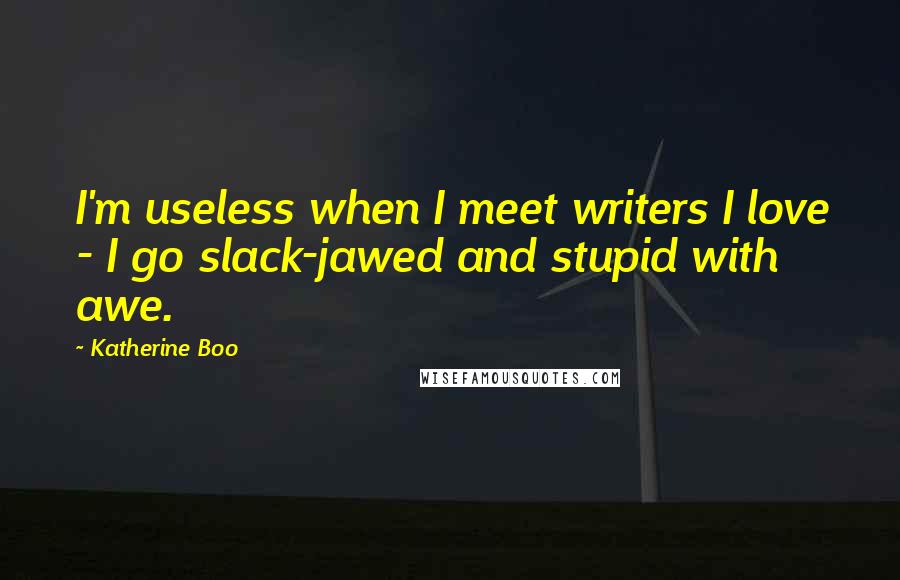 Katherine Boo Quotes: I'm useless when I meet writers I love - I go slack-jawed and stupid with awe.