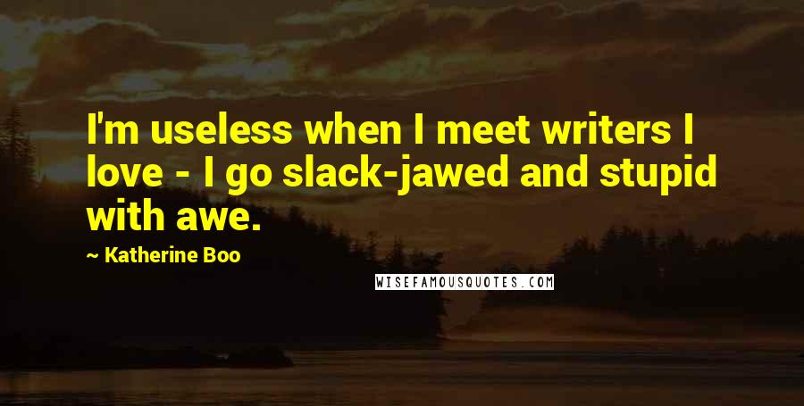 Katherine Boo Quotes: I'm useless when I meet writers I love - I go slack-jawed and stupid with awe.