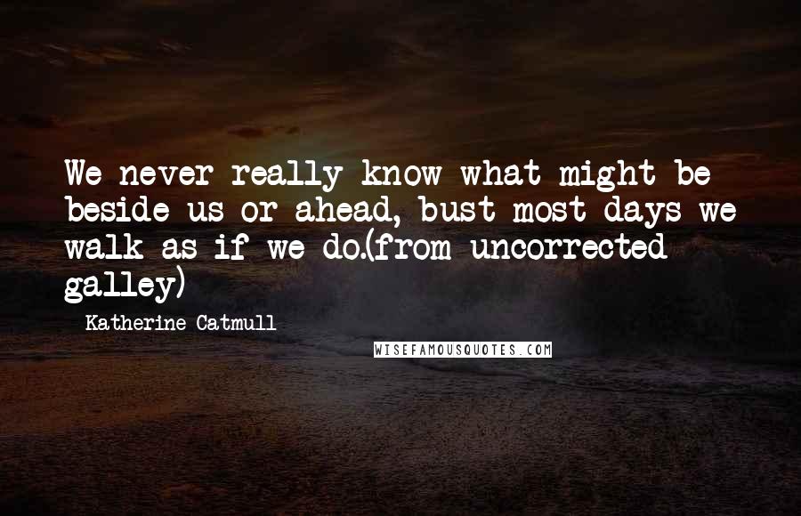 Katherine Catmull Quotes: We never really know what might be beside us or ahead, bust most days we walk as if we do.(from uncorrected galley)