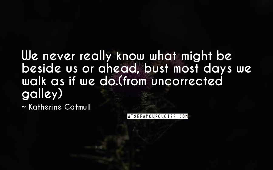 Katherine Catmull Quotes: We never really know what might be beside us or ahead, bust most days we walk as if we do.(from uncorrected galley)