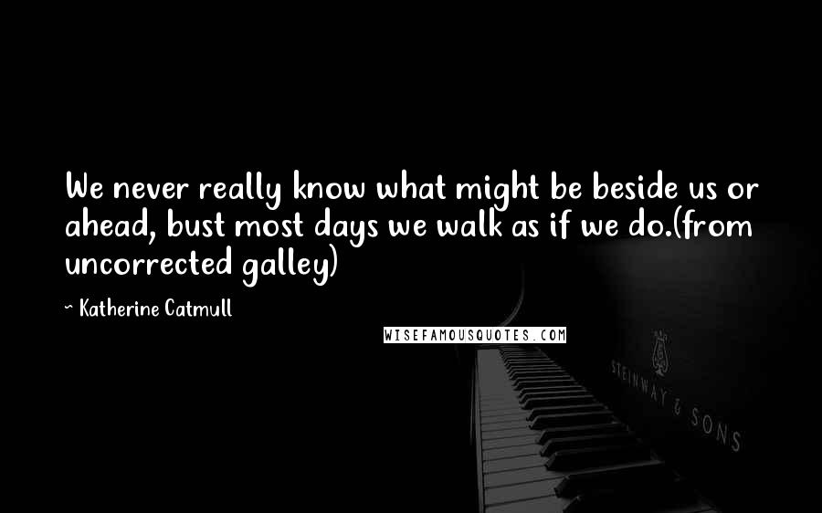 Katherine Catmull Quotes: We never really know what might be beside us or ahead, bust most days we walk as if we do.(from uncorrected galley)