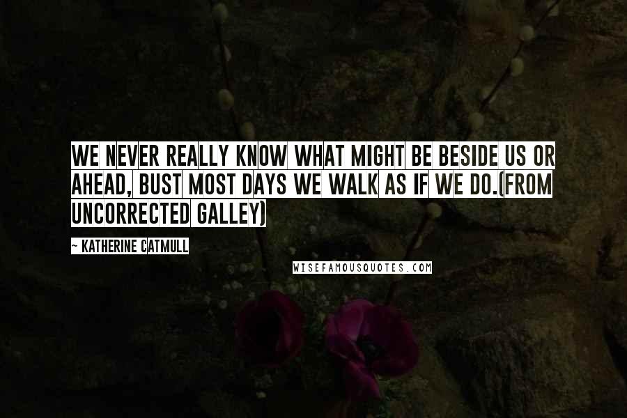 Katherine Catmull Quotes: We never really know what might be beside us or ahead, bust most days we walk as if we do.(from uncorrected galley)