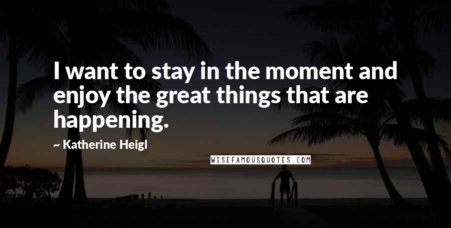 Katherine Heigl Quotes: I want to stay in the moment and enjoy the great things that are happening.