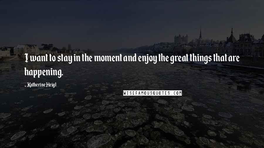 Katherine Heigl Quotes: I want to stay in the moment and enjoy the great things that are happening.