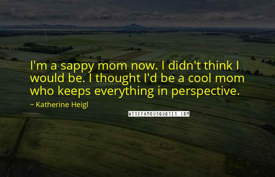 Katherine Heigl Quotes: I'm a sappy mom now. I didn't think I would be. I thought I'd be a cool mom who keeps everything in perspective.