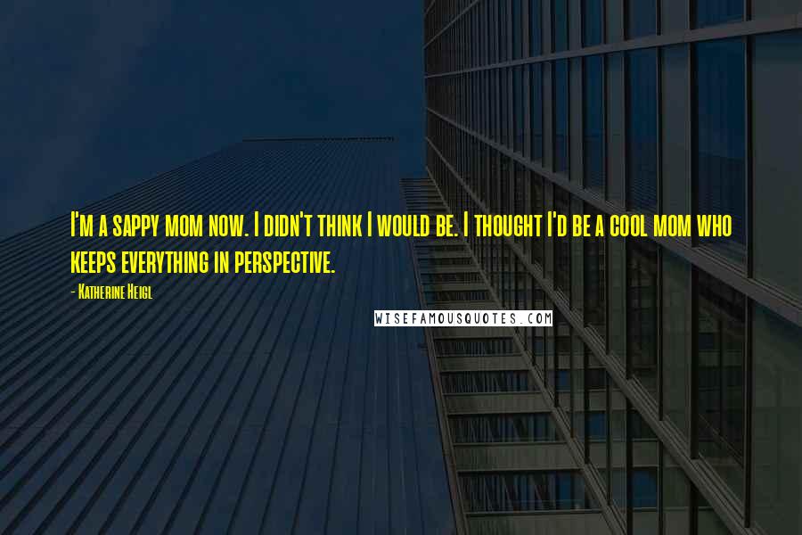 Katherine Heigl Quotes: I'm a sappy mom now. I didn't think I would be. I thought I'd be a cool mom who keeps everything in perspective.
