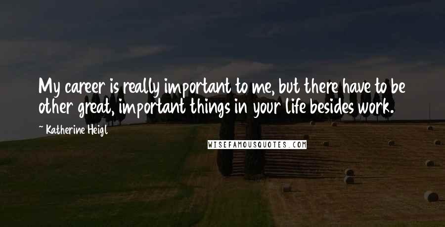 Katherine Heigl Quotes: My career is really important to me, but there have to be other great, important things in your life besides work.
