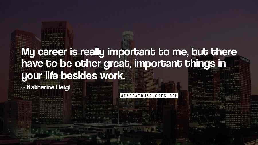 Katherine Heigl Quotes: My career is really important to me, but there have to be other great, important things in your life besides work.