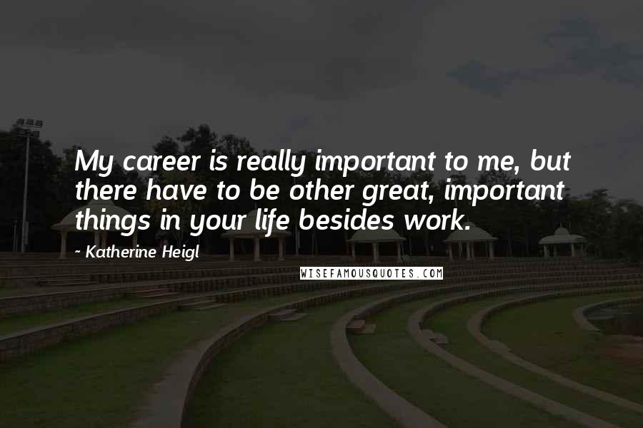 Katherine Heigl Quotes: My career is really important to me, but there have to be other great, important things in your life besides work.