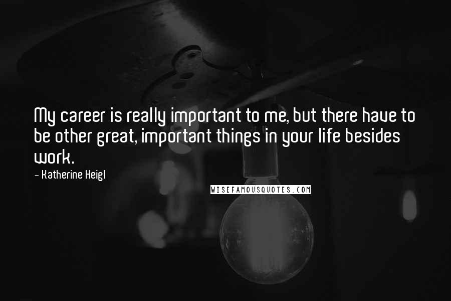 Katherine Heigl Quotes: My career is really important to me, but there have to be other great, important things in your life besides work.