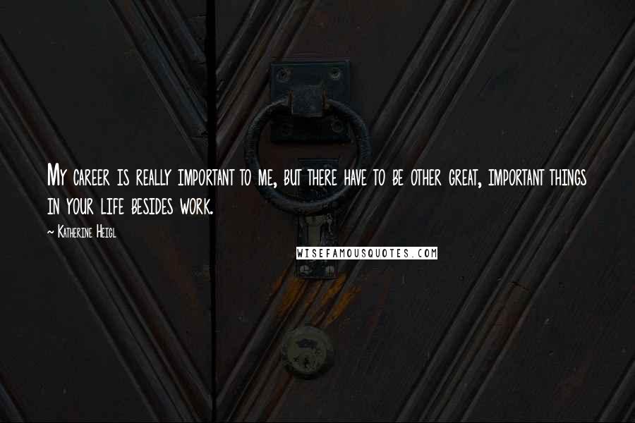 Katherine Heigl Quotes: My career is really important to me, but there have to be other great, important things in your life besides work.