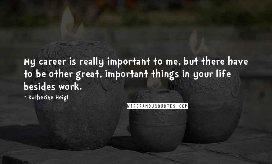 Katherine Heigl Quotes: My career is really important to me, but there have to be other great, important things in your life besides work.