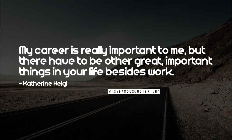 Katherine Heigl Quotes: My career is really important to me, but there have to be other great, important things in your life besides work.