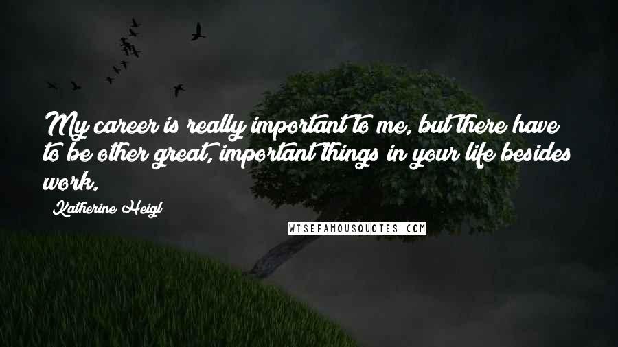 Katherine Heigl Quotes: My career is really important to me, but there have to be other great, important things in your life besides work.