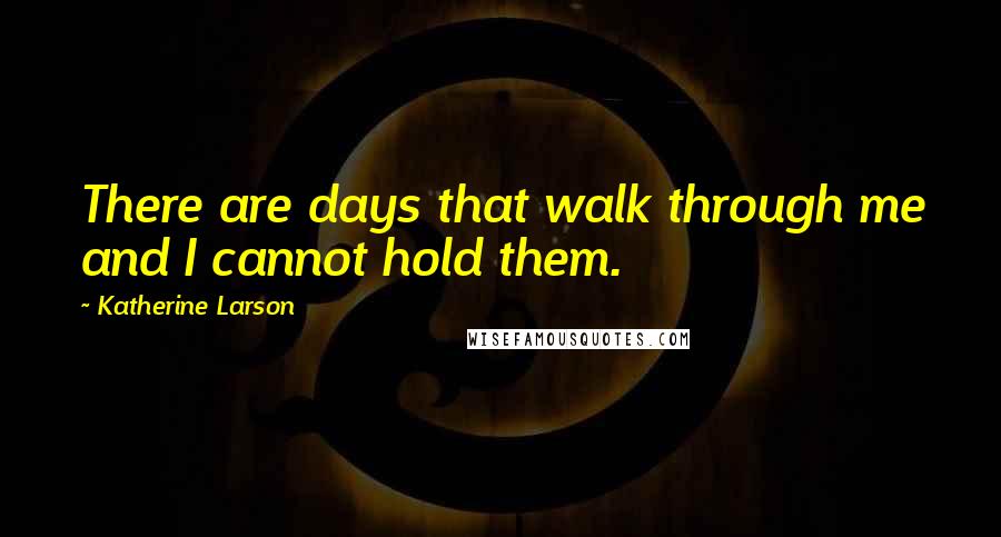 Katherine Larson Quotes: There are days that walk through me and I cannot hold them.