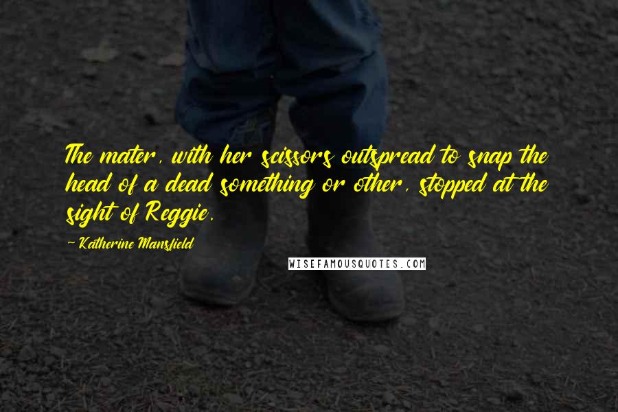 Katherine Mansfield Quotes: The mater, with her scissors outspread to snap the head of a dead something or other, stopped at the sight of Reggie.