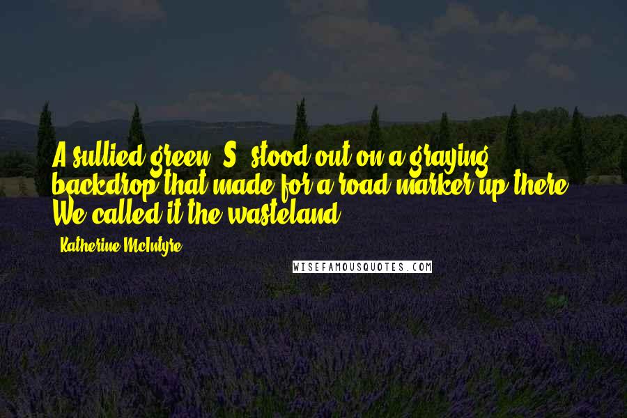 Katherine McIntyre Quotes: A sullied green "S" stood out on a graying backdrop that made for a road marker up there. We called it the wasteland.