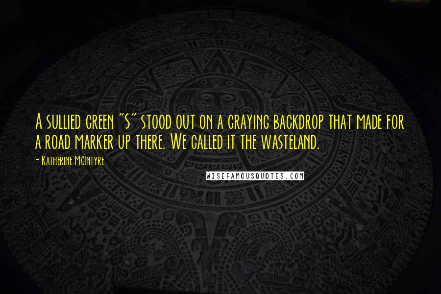 Katherine McIntyre Quotes: A sullied green "S" stood out on a graying backdrop that made for a road marker up there. We called it the wasteland.