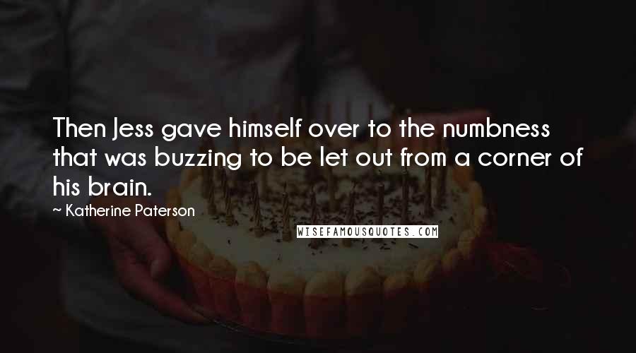 Katherine Paterson Quotes: Then Jess gave himself over to the numbness that was buzzing to be let out from a corner of his brain.