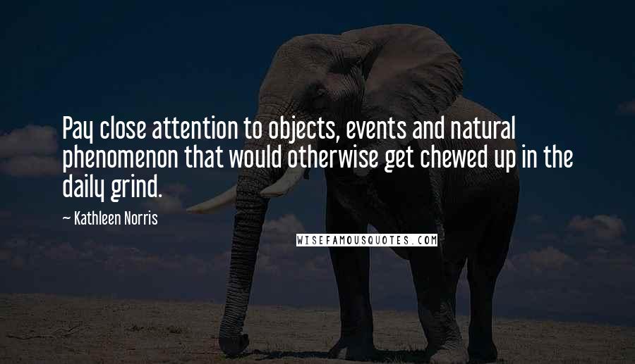 Kathleen Norris Quotes: Pay close attention to objects, events and natural phenomenon that would otherwise get chewed up in the daily grind.