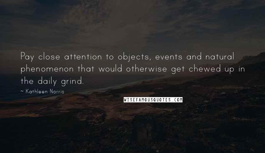 Kathleen Norris Quotes: Pay close attention to objects, events and natural phenomenon that would otherwise get chewed up in the daily grind.