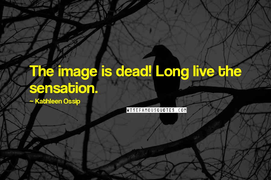 Kathleen Ossip Quotes: The image is dead! Long live the sensation.