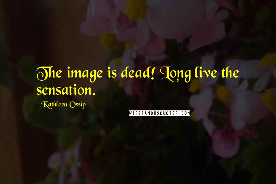 Kathleen Ossip Quotes: The image is dead! Long live the sensation.