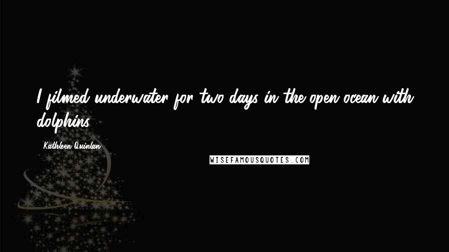 Kathleen Quinlan Quotes: I filmed underwater for two days in the open ocean with dolphins.