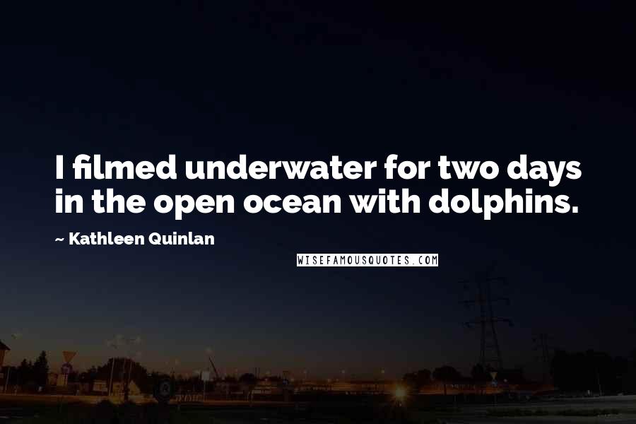 Kathleen Quinlan Quotes: I filmed underwater for two days in the open ocean with dolphins.