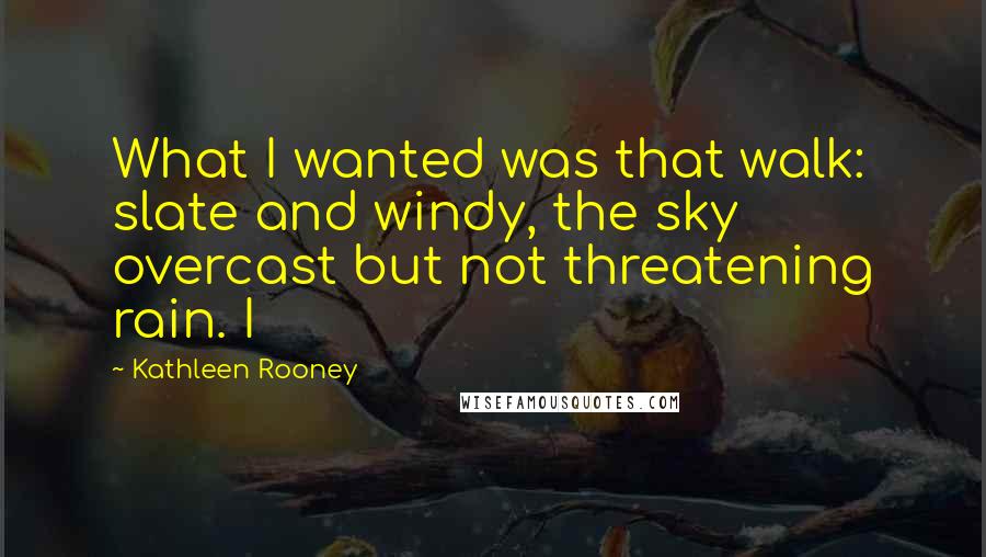 Kathleen Rooney Quotes: What I wanted was that walk: slate and windy, the sky overcast but not threatening rain. I