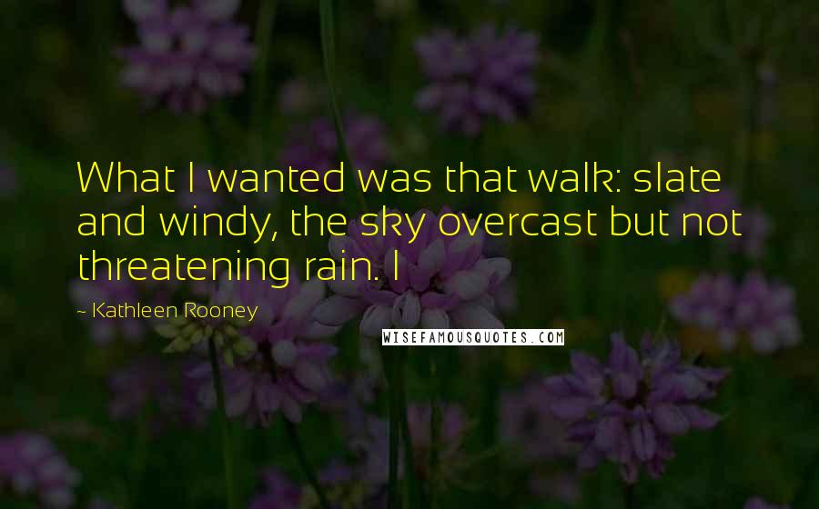 Kathleen Rooney Quotes: What I wanted was that walk: slate and windy, the sky overcast but not threatening rain. I