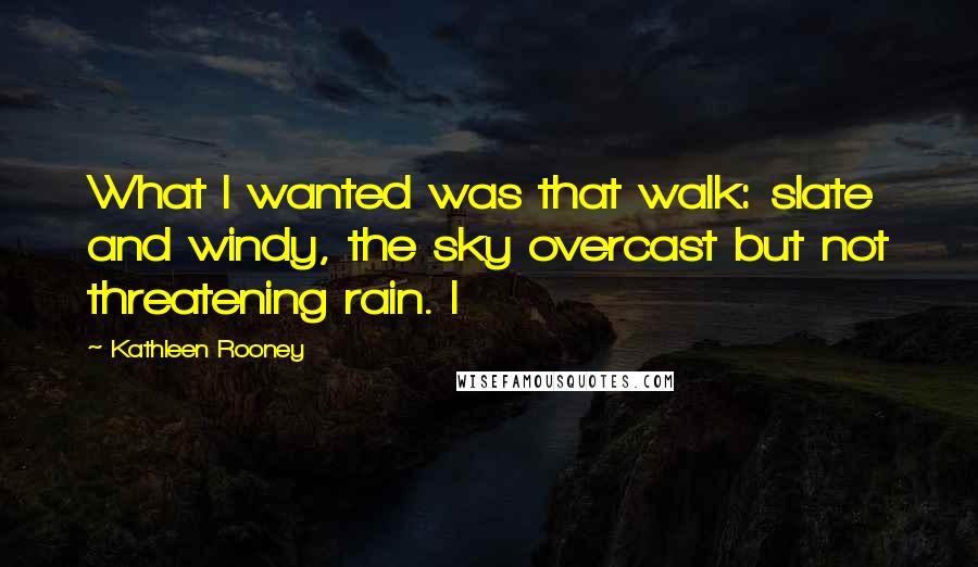 Kathleen Rooney Quotes: What I wanted was that walk: slate and windy, the sky overcast but not threatening rain. I