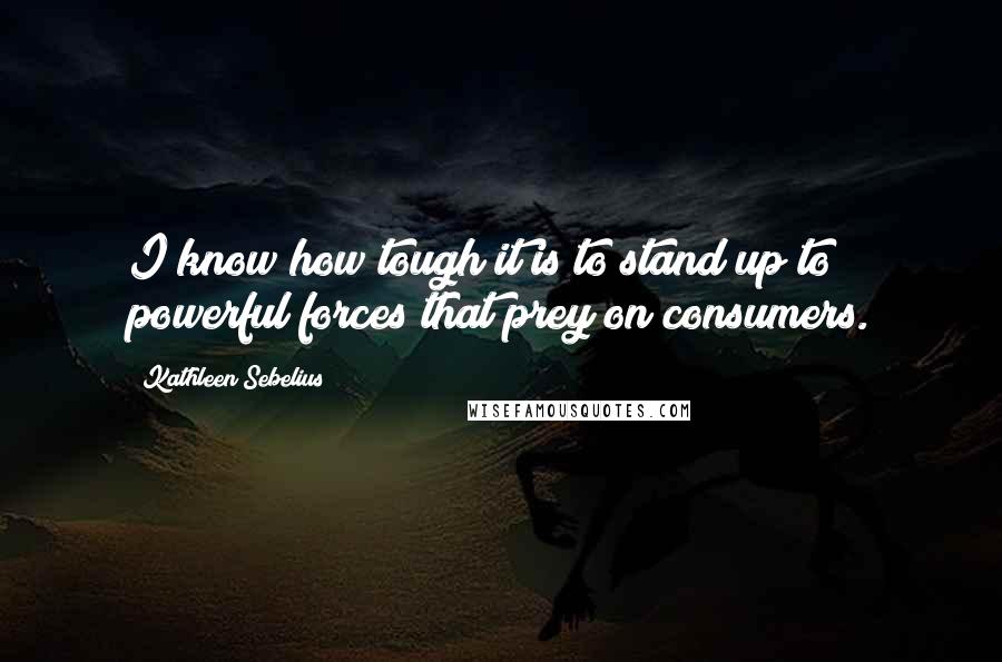 Kathleen Sebelius Quotes: I know how tough it is to stand up to powerful forces that prey on consumers.