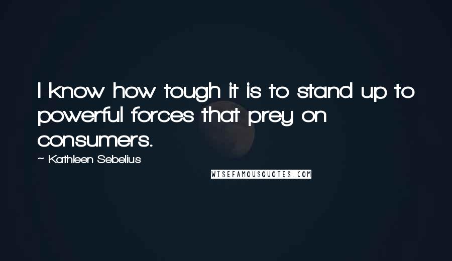 Kathleen Sebelius Quotes: I know how tough it is to stand up to powerful forces that prey on consumers.