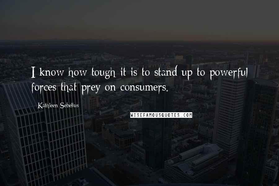 Kathleen Sebelius Quotes: I know how tough it is to stand up to powerful forces that prey on consumers.