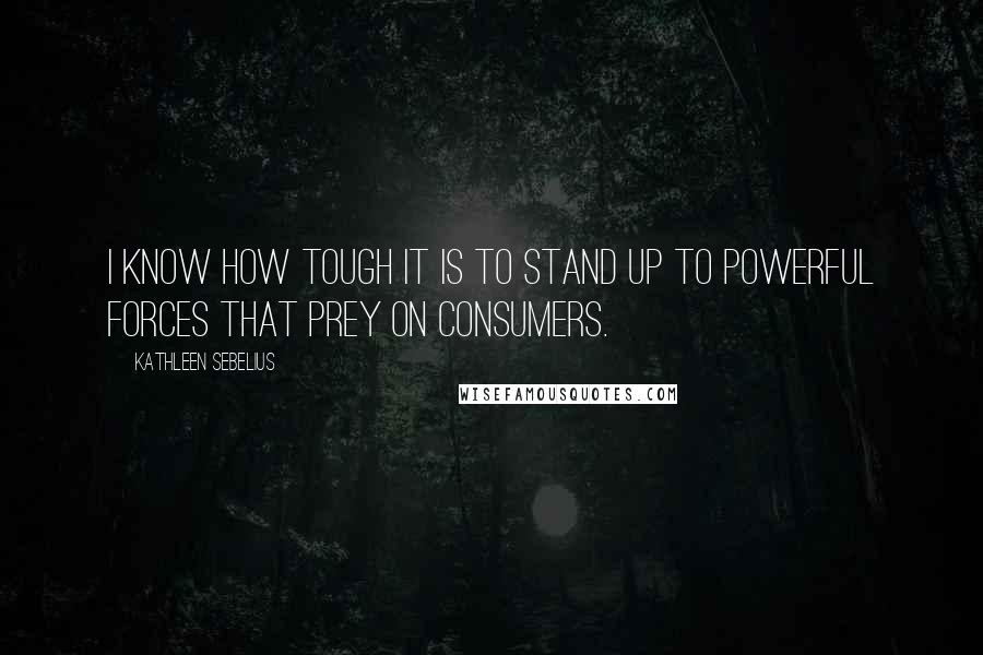 Kathleen Sebelius Quotes: I know how tough it is to stand up to powerful forces that prey on consumers.