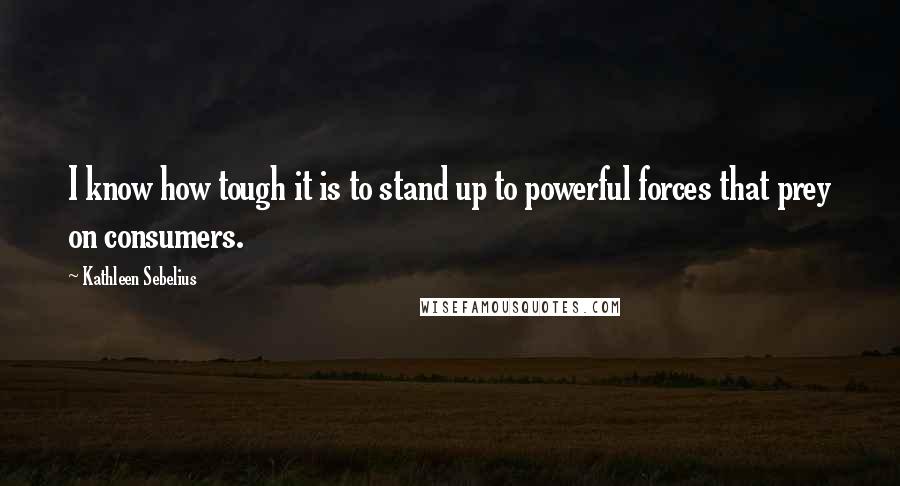 Kathleen Sebelius Quotes: I know how tough it is to stand up to powerful forces that prey on consumers.