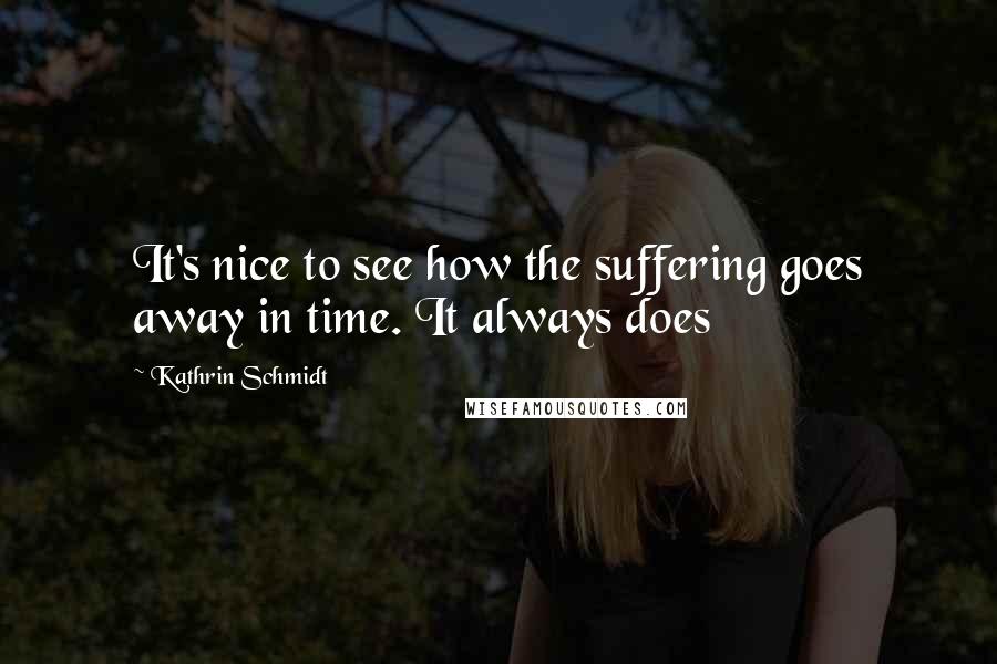 Kathrin Schmidt Quotes: It's nice to see how the suffering goes away in time. It always does