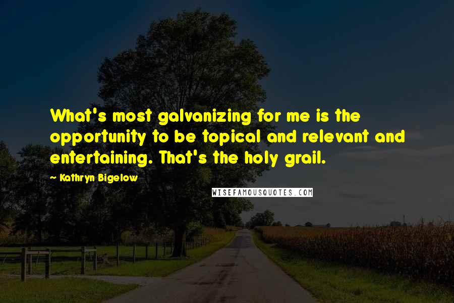 Kathryn Bigelow Quotes: What's most galvanizing for me is the opportunity to be topical and relevant and entertaining. That's the holy grail.