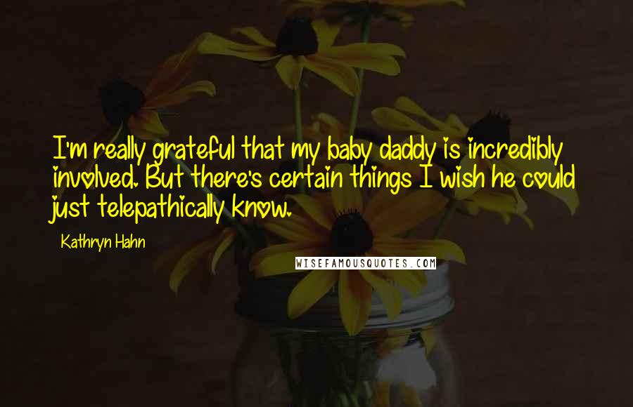 Kathryn Hahn Quotes: I'm really grateful that my baby daddy is incredibly involved. But there's certain things I wish he could just telepathically know.