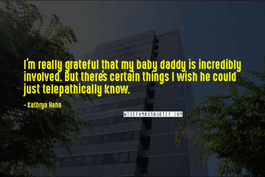 Kathryn Hahn Quotes: I'm really grateful that my baby daddy is incredibly involved. But there's certain things I wish he could just telepathically know.