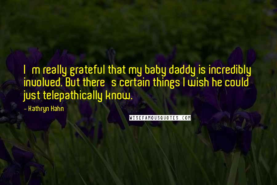 Kathryn Hahn Quotes: I'm really grateful that my baby daddy is incredibly involved. But there's certain things I wish he could just telepathically know.