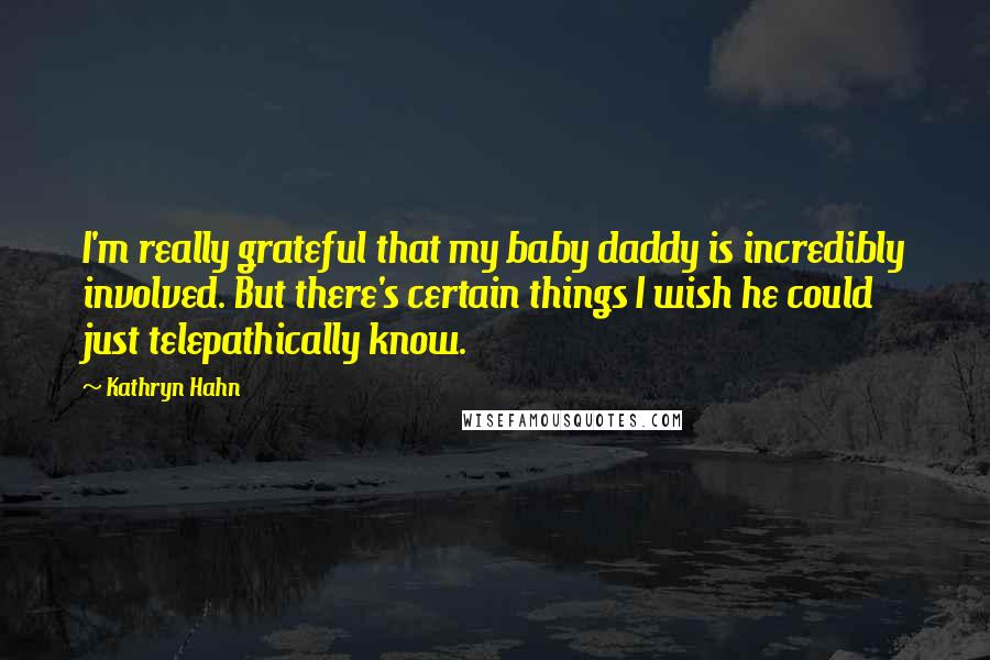 Kathryn Hahn Quotes: I'm really grateful that my baby daddy is incredibly involved. But there's certain things I wish he could just telepathically know.
