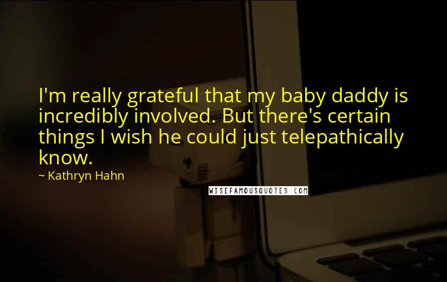 Kathryn Hahn Quotes: I'm really grateful that my baby daddy is incredibly involved. But there's certain things I wish he could just telepathically know.