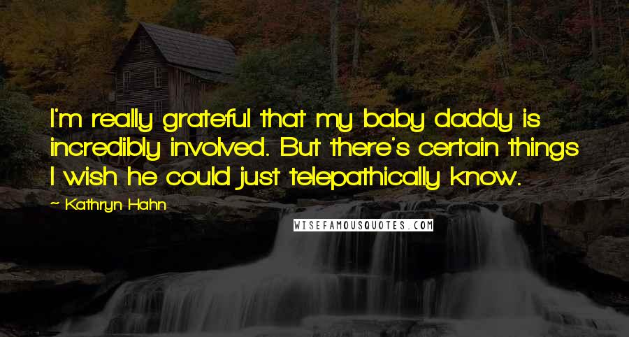 Kathryn Hahn Quotes: I'm really grateful that my baby daddy is incredibly involved. But there's certain things I wish he could just telepathically know.