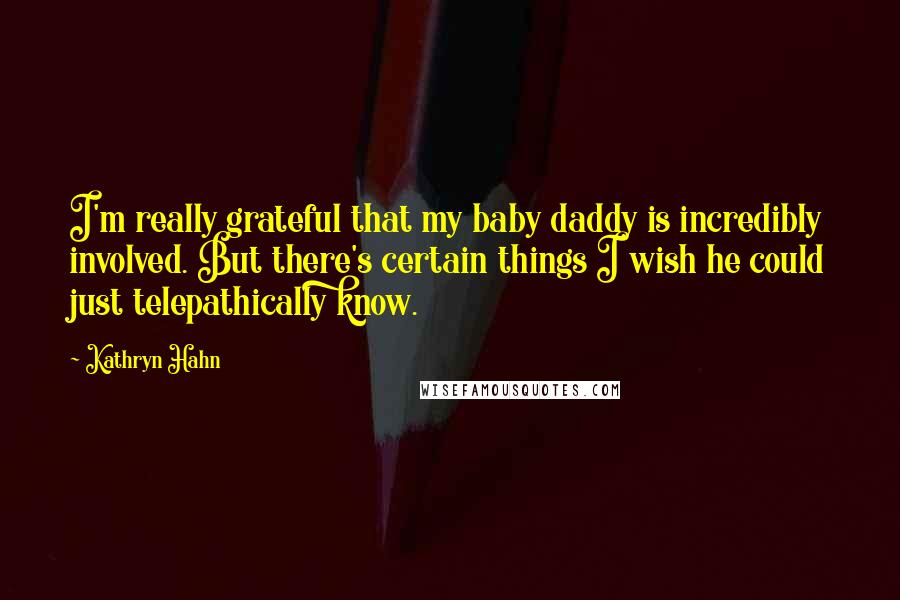 Kathryn Hahn Quotes: I'm really grateful that my baby daddy is incredibly involved. But there's certain things I wish he could just telepathically know.